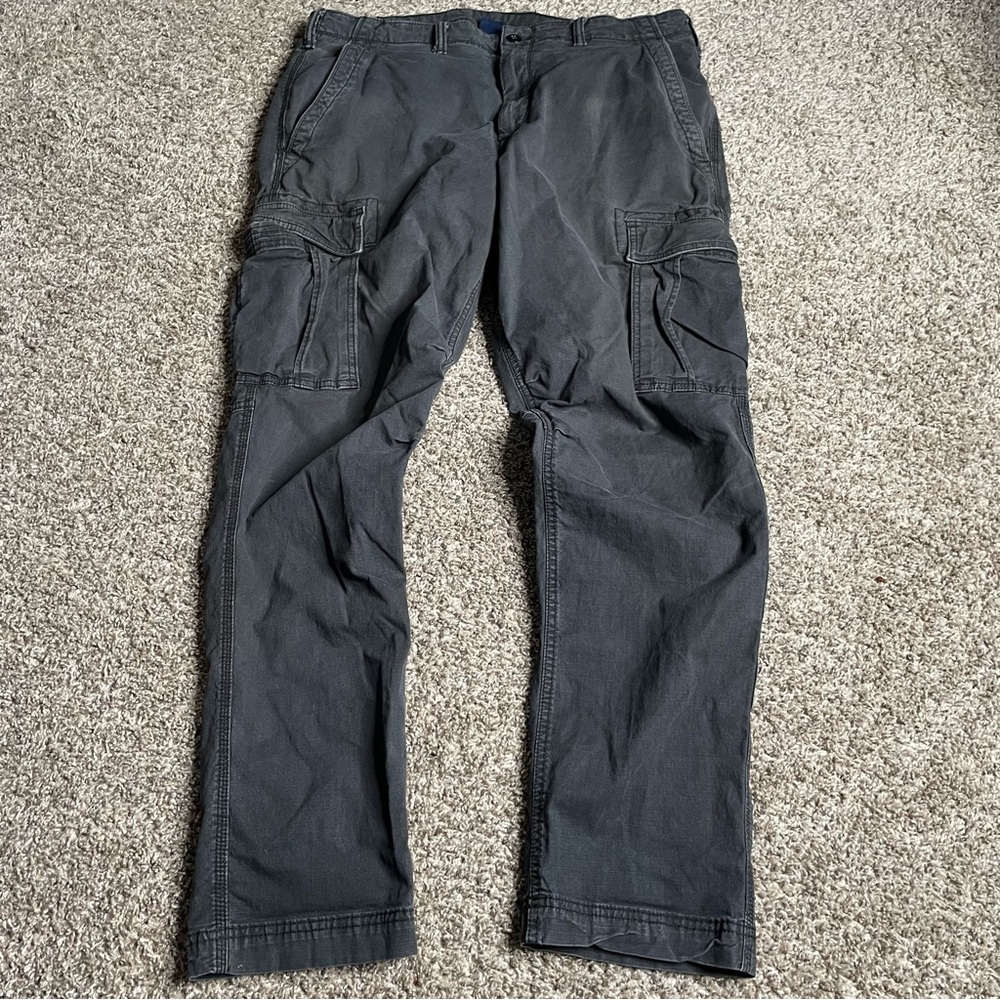 Vintage Y2K Gap Cargo Pants Mens Large Sz 36x32 Black Perfect Fade Baggy Skater
